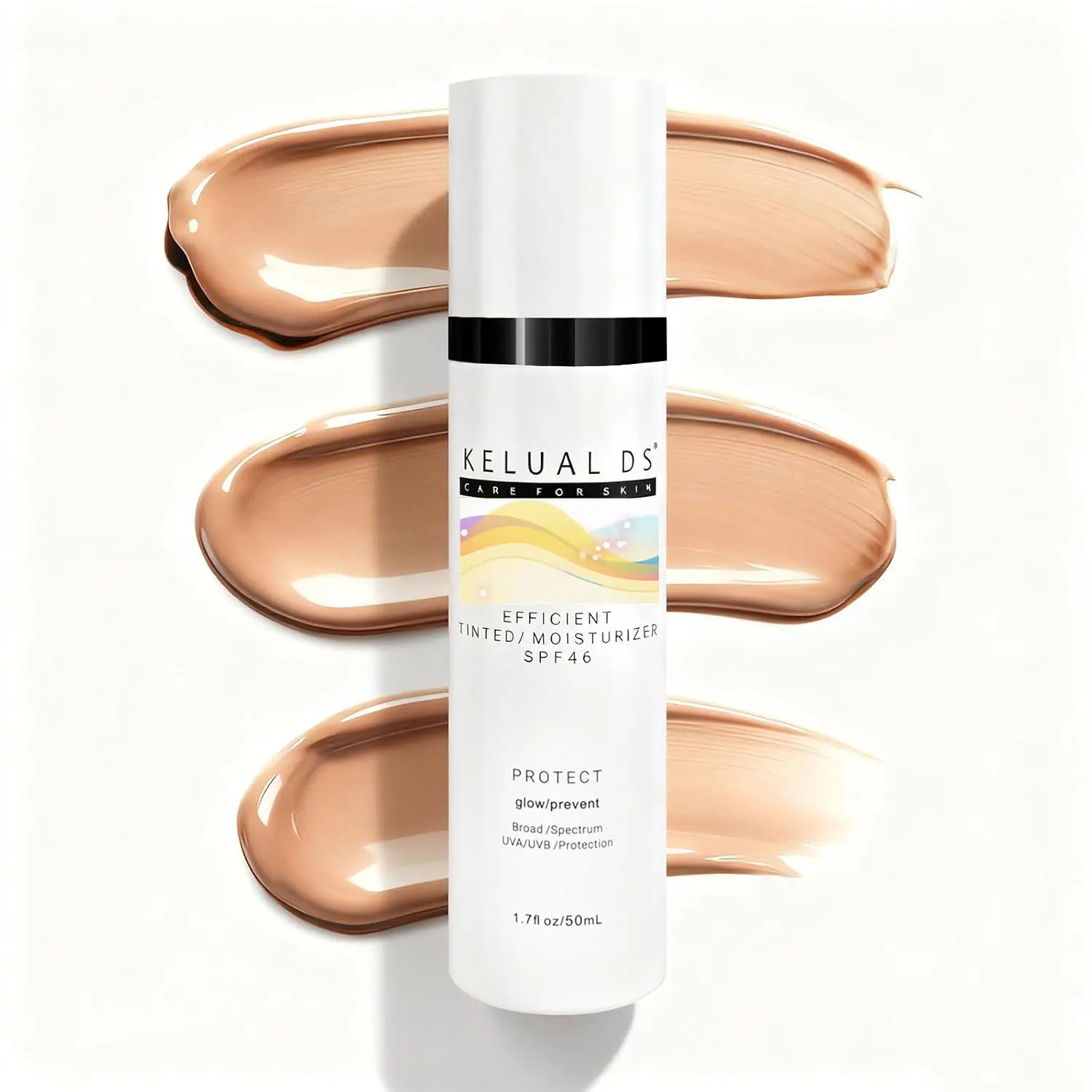KELUAL DS Anti-Aging Tinted Face Moisturizer & Sheer Face Sunscreen SPF 46, Hydrating Skin Care & Sunscreen Moisturizer,1.7OZ/50ML