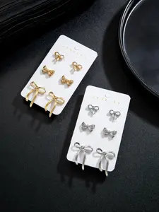 Women's Elegant Bowknot Design Earrings, Cute Trendy Earrings, Fashionable Jewelry for Women & Girls for Daily & Party Decoration