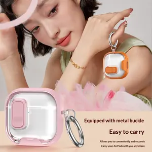 Suitable for the new AirPods Pro 3 protective case, transparent lock buckle earphone cover, Apple 4th generation stand earphone protective case, stand, anti-drop, cool, spring buckle, magnetic ejection