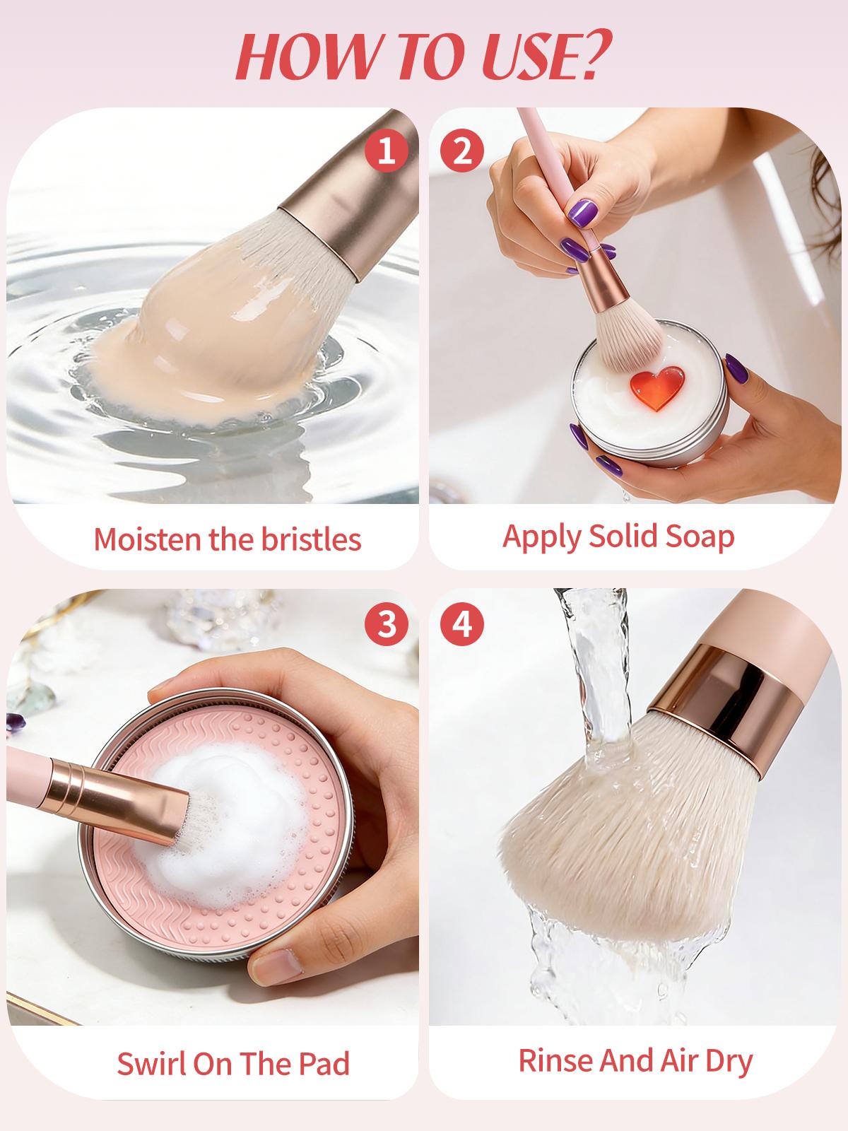 Makeup Brush Cleaner Soap with Silicone Cleaning Pad - Brush Cleaner Makeup, Cleaners for Makeups Brushes, Cosmetic Sponges, Beauty Blenders and Eyelash Brushes