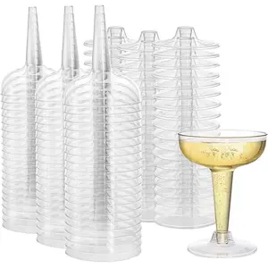 75 Pack Plastic Champagne Coupe, 4 Oz Champagne Glasses Cocktail Glasses, Disposable Party Stem Cups Dessert Cups for Martini, Margarita, Birthday, Wedding