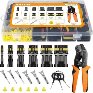 709PCS Proof Proof Wire Connectors 33 Kits-1/2/3/4/5/6 Pin Electrical Connectors With Ratcheting Wire Crimper Waterproof Connectors For Wiring