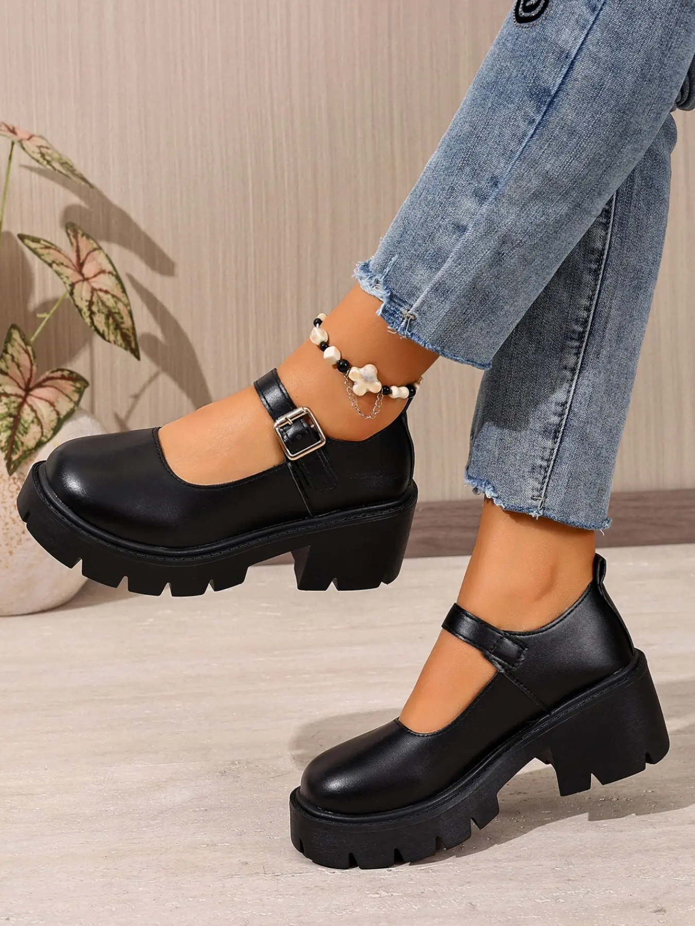 Women's Spring Fall New Height Increasing Chunky Heel Mary Jane Shoes, Platform Mary Janes, Slip-On Low Top Platform Sneakers, Preppy Style All Seasons, Platform Wedge Shoes