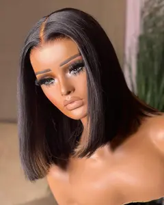 loyomhair Buy one get one freeBob Wig Human Hair Pre Plucked Pre Cut  Density  Transparent Lace Front Wigs Human Hair for Black Women Short Straight Bob Wigs Lace Closure Wigs 10 Inch Natural Looking Hair