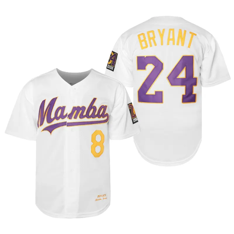Men's Mamba 24 Number Apparel Jersey - Loose Fit V-Neck Sporty Short Sleeve Tops, Polyester Athletic Jersey Baseball All-Season Professional Sports Clothing for Casual Wear, Outdoor Activities, Sporty Jersey