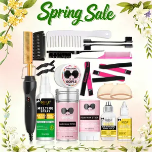 19 in 1 Hot Comb Styling Kit for Natural Black Hair with Wig Glue Hair Wax Set Electric Straightener Curler Machine Christmas Gift Bundle,valentine's day gifts for her/him