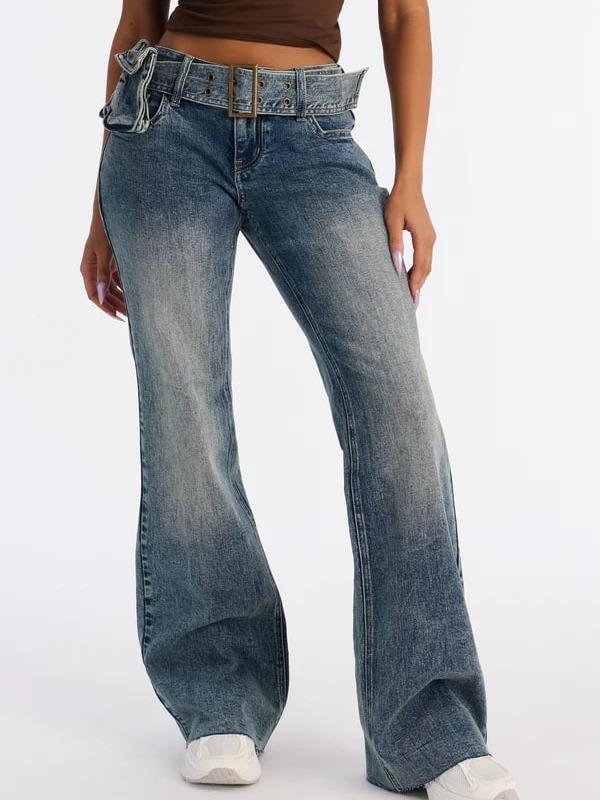 Moment Of Glory Low Rise Flare Jeans - Vintage Wash