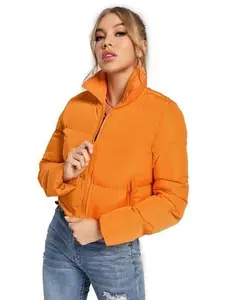 Super Cool Stand-up Collar Puffer Cropped Jacket Womenswear Cardigan Cotton fall sweater cozy outerwear elegant coat