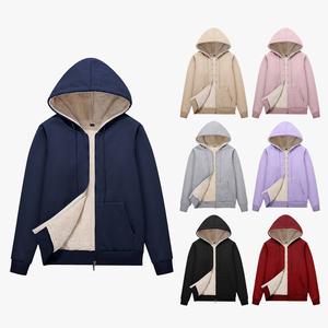 Women's Winter Warm Full Zip Up Sherpa Lined Hoodie Heavyweight Casual Sweatshirt Jacket Coat