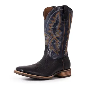 【Genuine Leather】Palitutu Leather Western Boots Square Toe Cowboy boots for men Mid Calf Boot PLT103606 Footwear Classic