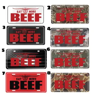 BEEF License Plate , Camo Plate Collection, For Hunting Lovers, 8 Color Options 12" x 6" Vanity Plate, Durable Aluminum