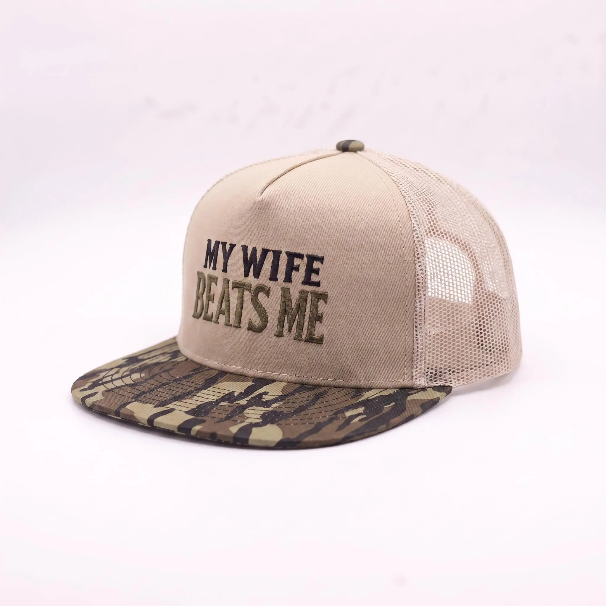 "My Wife Teases Me" Adjustable Mesh Snapback Trucker Hat - Men's Hats, Adjustable Fit, Everyday Tops Compatible, Adult Gifts