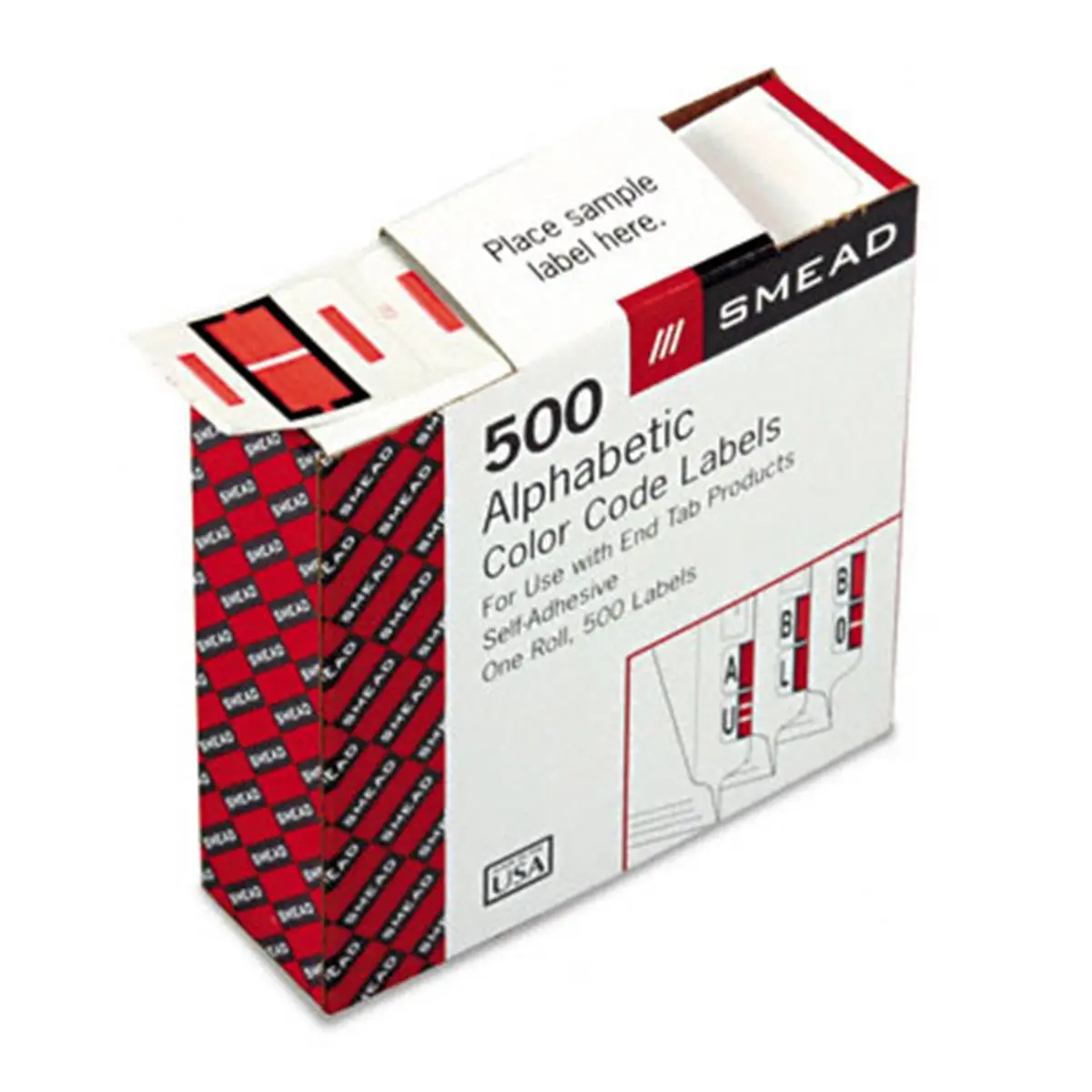 Smead 67079 A-Z Color-Coded Bar-Style End Tab Labels Letter I Pink 500/Roll
