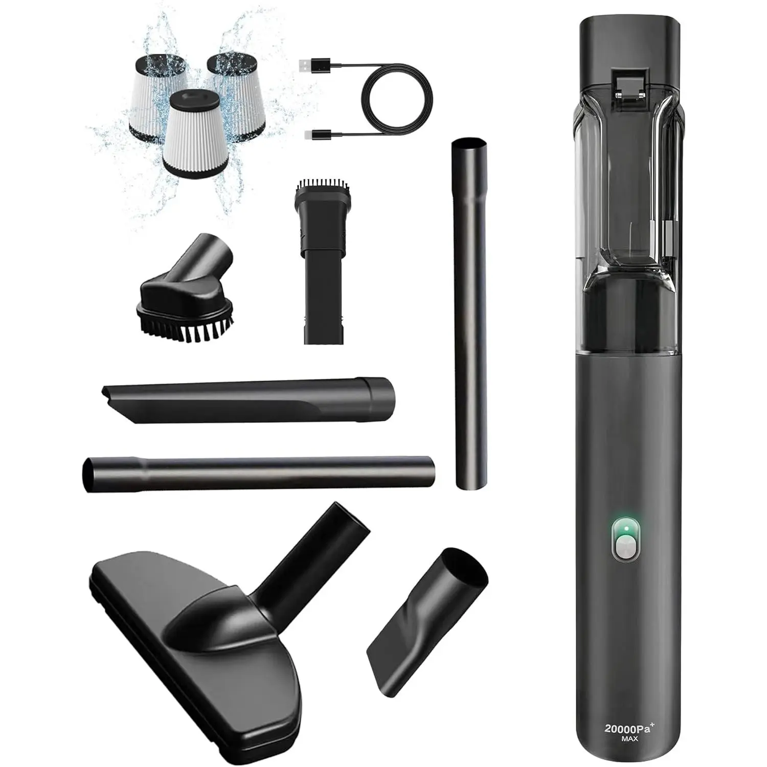 Car Vacuum, Car Vacuum Portable Cordless with 20000Pa, Car Vacuum Cleaner High Power, 50-Min Decent Runtime, Car Vacuum Cleaner with Flexible Attachments