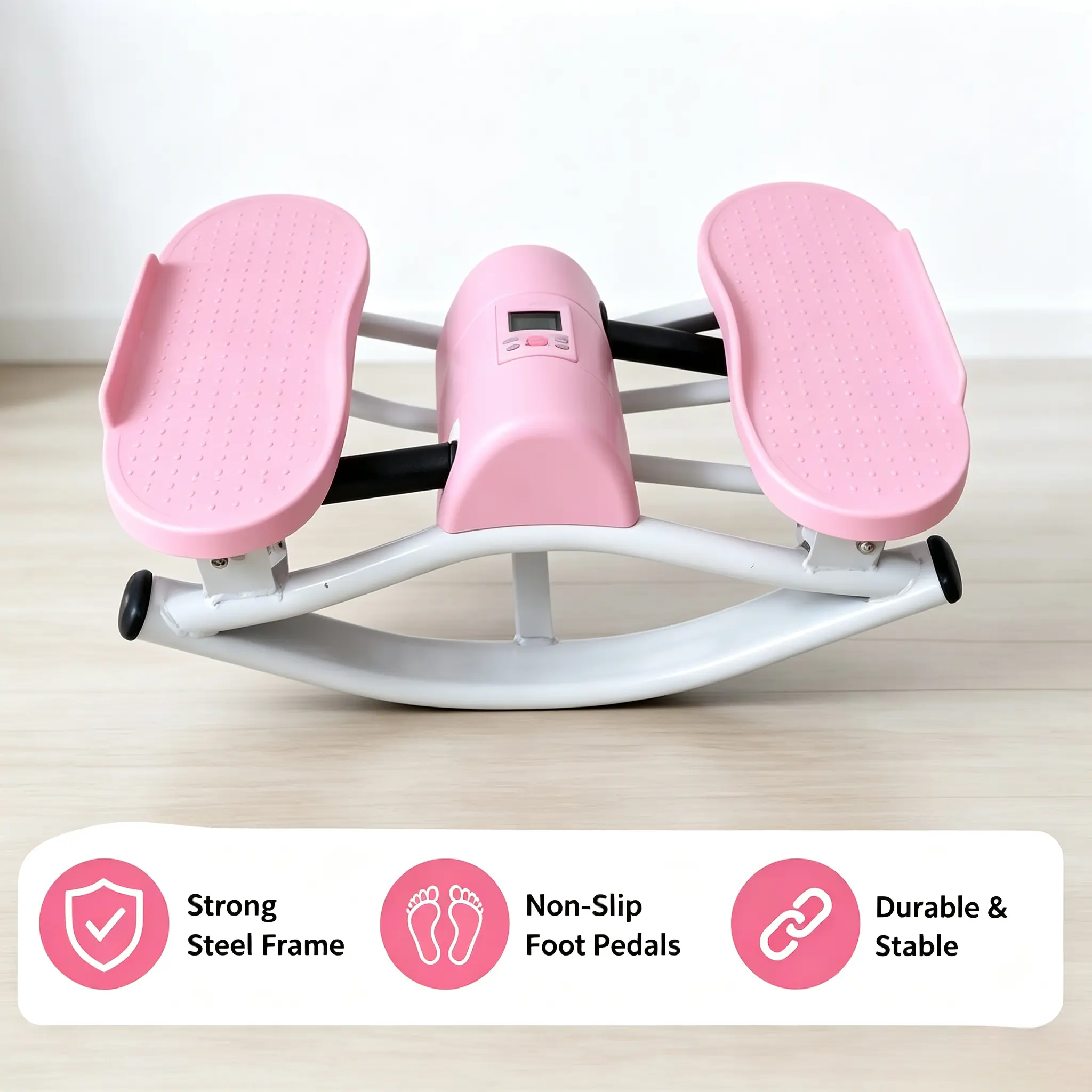 Rocking U-Stepper Indoor Fitness Machine, Silent Side-to-Side Training Stepper with Digital Tracking Screen,Heavy Duty Stable Base & Non-Slip Pedals,Lightweight Space-Friendly Home Activity Gear for Adults,Multiple Color Options Mini Hydraulic Bands