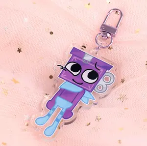 Boxten Dandy’s World Keychain, Dandys World Anime Keychains, Dandy’s World Boxten Keychain, Dandy’s World Keycharm Acrylic, Kawaii Keyring Accessories