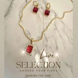 Live Selection Jewelry Set - Choose Your Piece During the Live - Gold Plated with Red Gemstone Necklace and Earrings