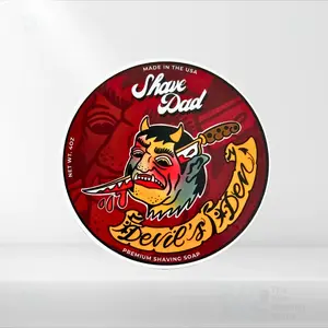Shave Dad Devil's Den Premium Shaving Soap - 4oz Aftershave with Coconut & Spice Fragrance for Smooth Razor Glide & Cleansing Foam