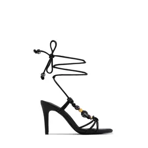 Solano Lace Up Mid Heels - Black