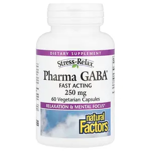 Natural Factors Stress-Relax®, Pharma GABA®, 250 mg, 60 Vegetarian Capsules
