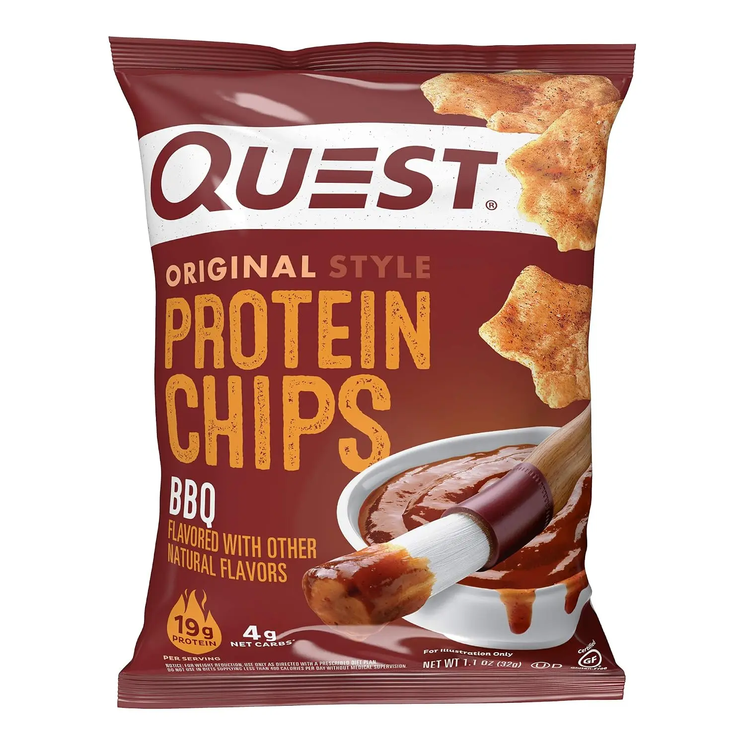 Quest Nutrition BBQ OG Protein Chips, 19g Protein, 1.1 oz Bags, 12 Count