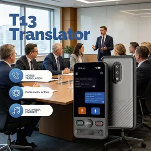 Ai Touchscreen Translator Device, Supports 138 Languages, Real-Time Voice & Image Translation, Offline Mode, Rechargeable Microphone