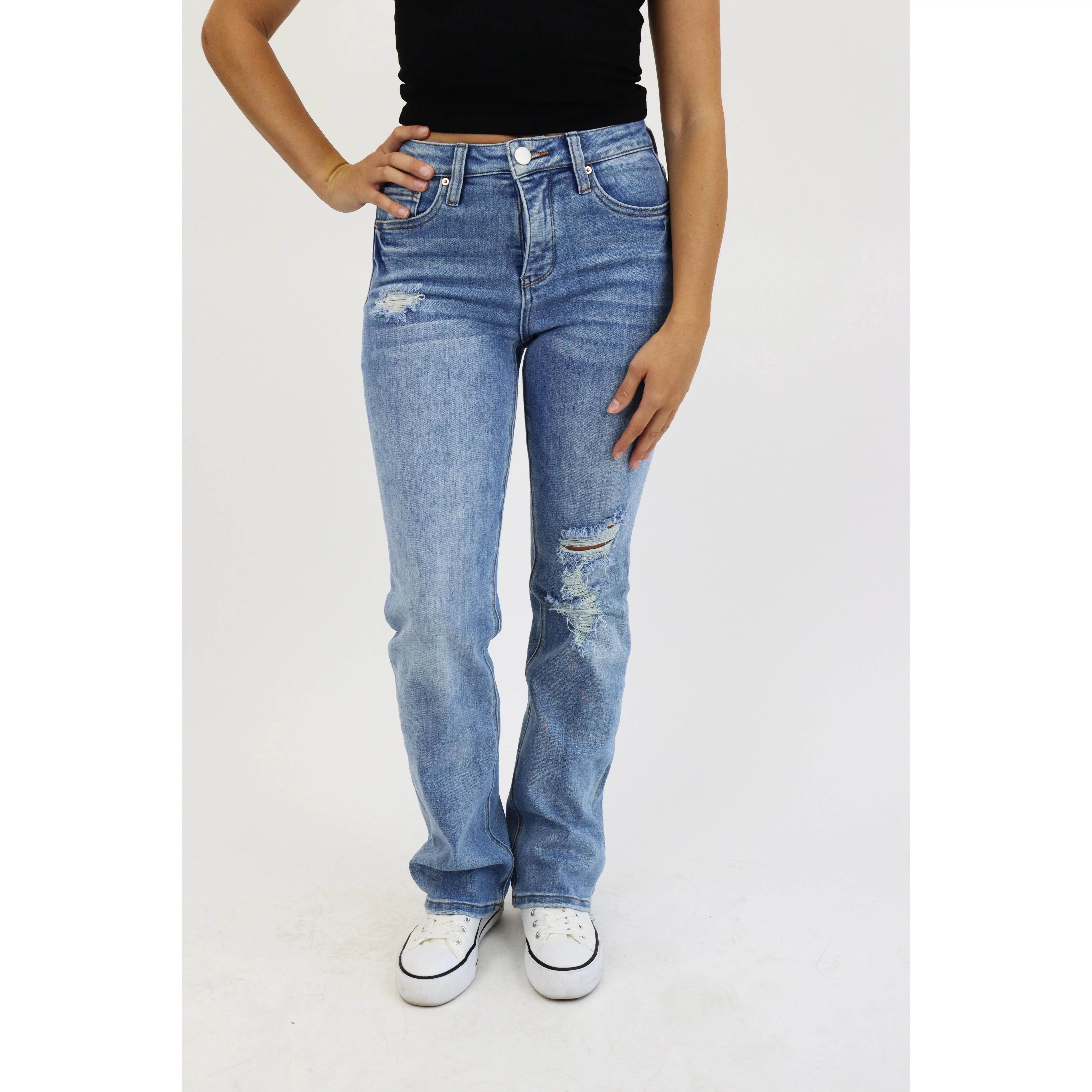 Bootcut Jean - Light Wash Distressed Bootcut Jean - Light Wash Distressed