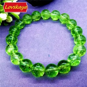 Lovskaya Olive Green Crack Quartz Natural Crystal Bracelet Fashionable And Elegant Unisex Suitable For Various Occasions Crystal Bracelet Jewelry