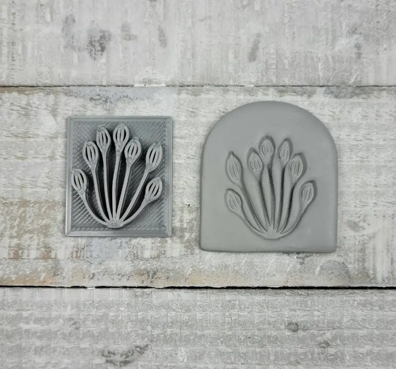 Forest Floor Pods Texture Stamp for Earring Pendant Embossing on Polymer Clay Soap Ceramic Tool Jewelry Craft Making 1 inch Handmade Plants