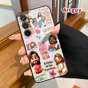 Straight Edge Phone Case for Samsung S24 ultra plus S25 S23 S22 Ultra Plus Divine Love Story Pattern Anti-Scratch Shockproof TPU Bumper Drop-proof Cover