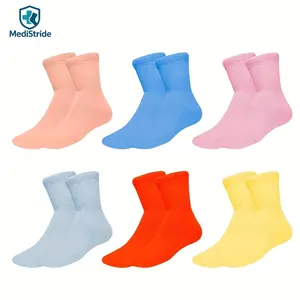 6 Pairs and 12 Pairs Colorful Non-binding Diabetic Socks, Seamless Toe, Promote Blood Circulation, Suitable for Sensitive Feet, Moisture-wicking Cotton Socks