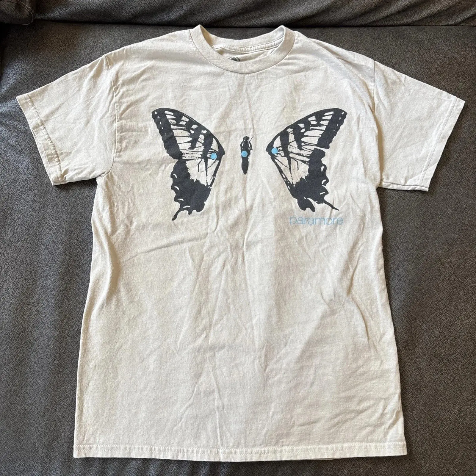Paramore Brand New Eyes Butterfly Baby Tee, Band Large Boyfriend Fit Baby Tee, Gift Ideas, Gift For Her