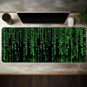 Diatom Mud Green Matrix Code Extended Mouse Pad | Cyberpunk Tech Desk Mat, Non-Slip Absorbent Large Gaming Pad for Futuristic Home Office Decor #DiatomMudDeskPad #GreenMatrixCodeMat #CyberpunkTechDecor #GamingMousePad #FuturisticAesthetic