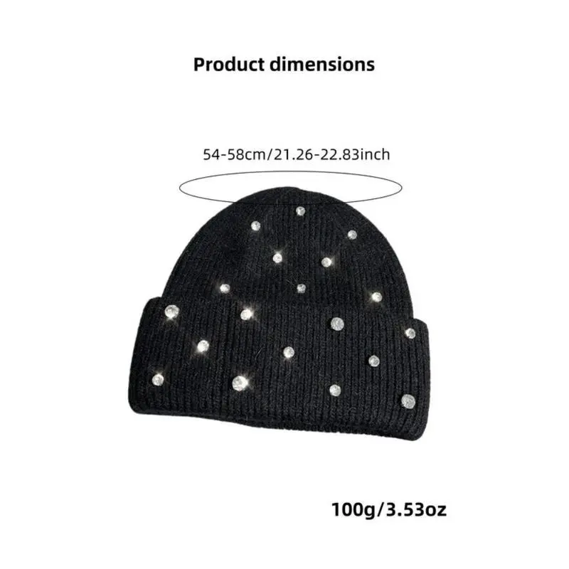 Unisex Solid Colors Faux Fur Knit Beanie Hat - Warm Thick Cotton, Heat Insulating, 1-Size Fits Cap for Fall Winter Outdoor Sports, One Size Fits