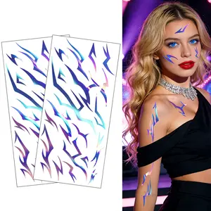 2 pcs temporary tattoo stickers, luminous pattern fake tattoo stickers, mysterious rune symbol makeup stickers, Sticker Tattoos, used for role-playing, parties, music festivals, holidays and photography shoots.