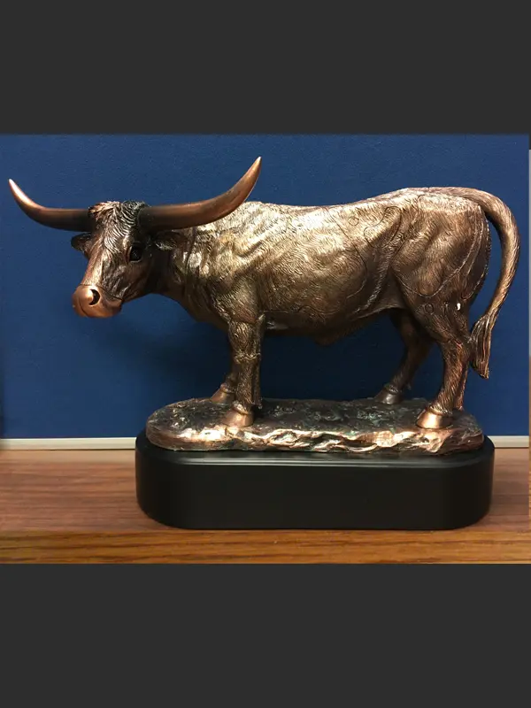 Marian Imports 53249 Standing Texan Long Horn Steer Sculpture, 16x10 in, Home Decor, Room Decor Statue for Home Supplies