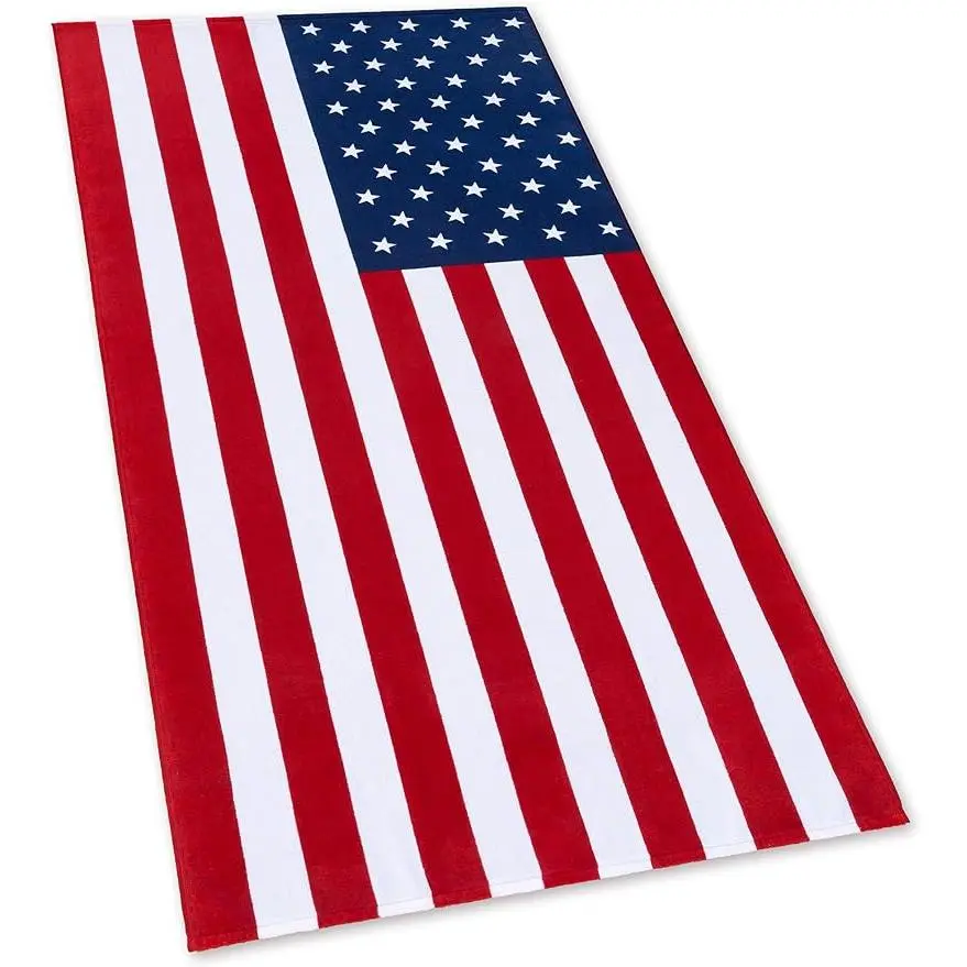 Cotton Beach Towel with American Flag Design, 29x58 in Thick-Wash Quick-Dry Pool-Safe Towel for Kids, Travel & Pool Use, Thick-Wash Beach Towels, Quick-Dry Beach Towels