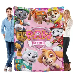 Pink P-Patrol Kids Blanket - 3D Cartoon Dog Design, Cozy Flannel Blanket for Bedroom Decor, Christmas Holiday Gift for Kids