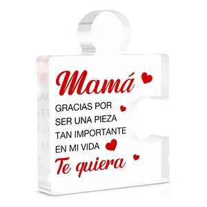 Best Mom Mama Gifts from Daughter in Spanish, Regalos para Mamá De Cumpleaños, Mom Mamá Acrylic Puzzle Piece Decorative Plaque Decor