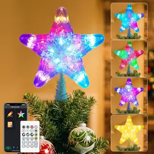 9" Christmas Star Tree Topper with Smart APP Control, Plug-in RGB Multicolor Tree Topper Lighted with DIY Lighting Modes, Music, Timer, Tree Topper Star for Xmas Holiday Party Decorations