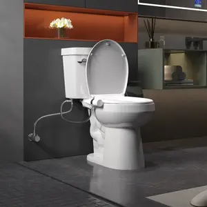 Ultra-Slim Non-Electric Bidet Attachment for Toilet, Self-Cleaning Dual Nozzle Sprayer with Rear & Feminine Wash, Adjustable Cold Water, Easy Installation Bidet Toilet Seat Accessory, Chrome Dial, Grey & Rose Gold
