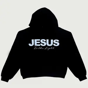 “Jesus Is the Light” Sweater – Loose Fit Winter Hoodie, Jesus Saves Hoodie – Vintage Faith Pullover, Trendy Christian Streetwear