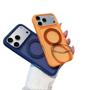 【New】360° Rotatable Magnetic Kickstand iPhone Case, Skin-Friendly Matte Large Cutout Full Body Shockproof Protective Cover for iPhone 12/13/14/15/16/17 Pro/Pro Max/Plus/Air