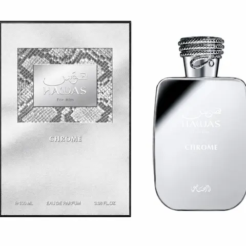 Rasasi | Hawas Chrome | Men's Fragrance | Eau De Parfum | 3.4 oz - 100 ML | Yellow Fruits, Peach, & Orange Notes
