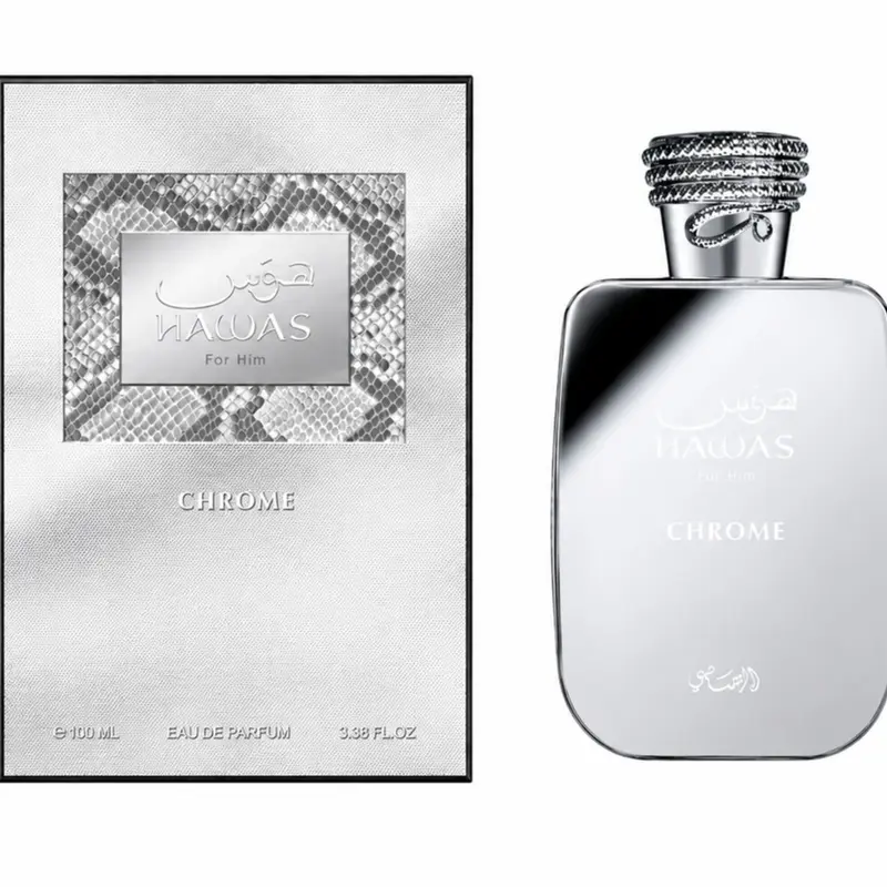 Rasasi | Hawas Chrome | Men's Fragrance | Eau De Parfum | 3.4 oz - 100 ML | Yellow Fruits, Peach, & Orange Notes