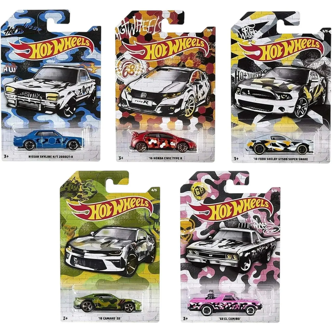 Hot Wheels 2019 Urban Camo Series Complete Bundle of 5