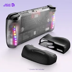 JSAUX RGB Transparent Back Plate for ROG Ally X, ROG Ally X Case with Silicone Grip and Cooling Module, ROG Ally X Accessories DIY Replacement Shell Compatible with ASUS ROG Ally X 2024