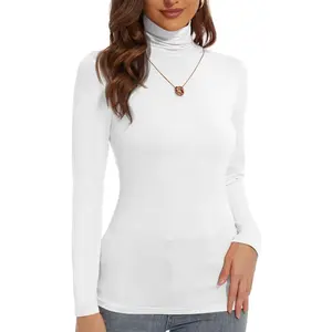 Women's Turtleneck Long Sleeve Shirts Slim Fitted Lightweight Base Layer Casual Tops Womenswear Underwear