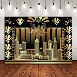 Great Gatsby Theme Flat Banner, Roaring Twenties-Themed Backdrop, Vintage Dance Design, Perfect for Birthdays & Weddings