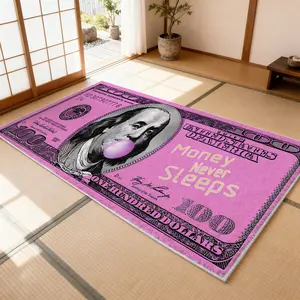 Pink dollar rug, 1 Count dollar bill pattern money rug, soft comfortable area rug, Fluffy bedroom rug, Creative pink Dollar pattern design, gift for girls, home room decor, suitable for bedroom, hallway, kitchen, bathroom, living room and other scenes